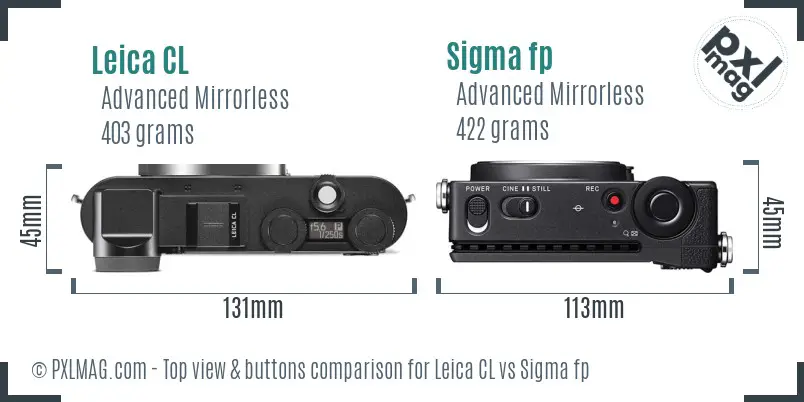 Leica CL vs Sigma fp top view buttons comparison