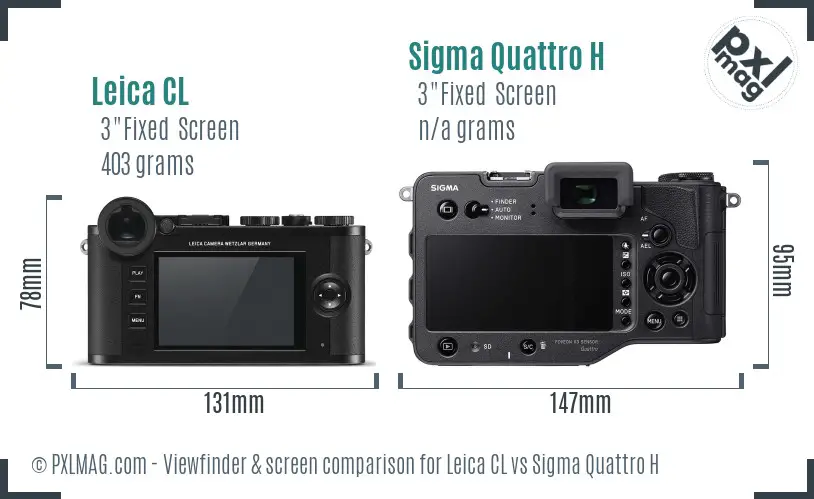 Leica CL vs Sigma Quattro H Screen and Viewfinder comparison