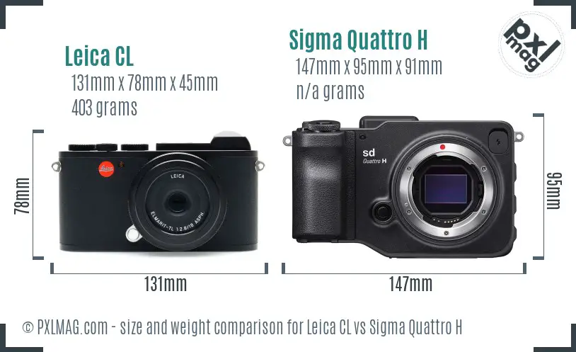 Leica CL vs Sigma Quattro H size comparison