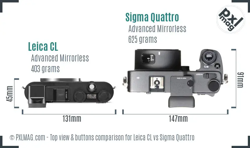 Leica CL vs Sigma Quattro top view buttons comparison