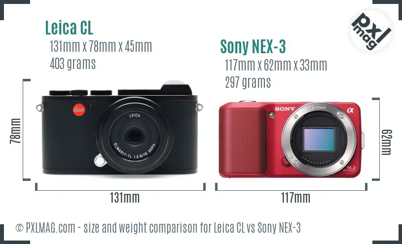 Leica CL vs Sony NEX-3 size comparison