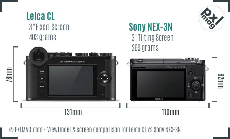 Leica CL vs Sony NEX-3N Screen and Viewfinder comparison