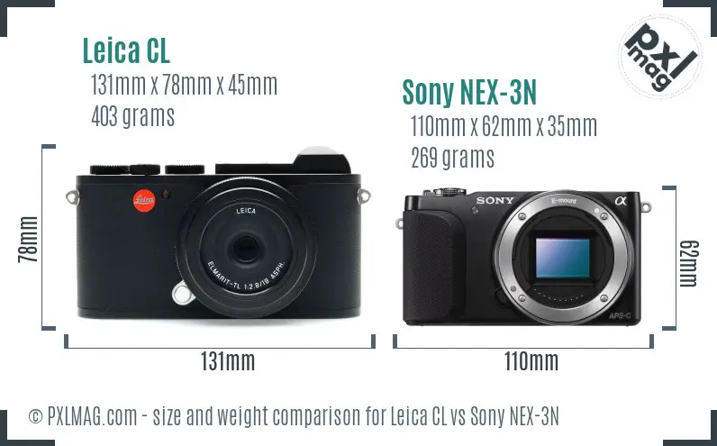 Leica CL vs Sony NEX-3N size comparison