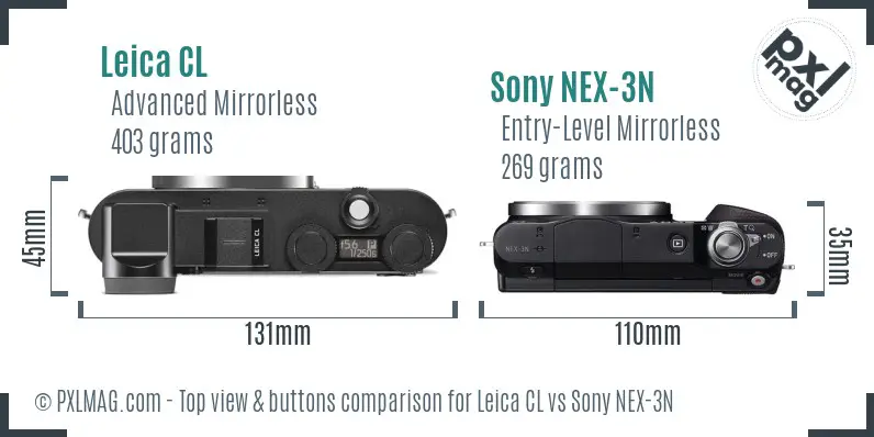 Leica CL vs Sony NEX-3N top view buttons comparison