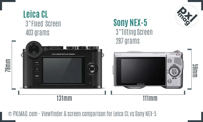 Leica CL vs Sony NEX-5 Screen and Viewfinder comparison