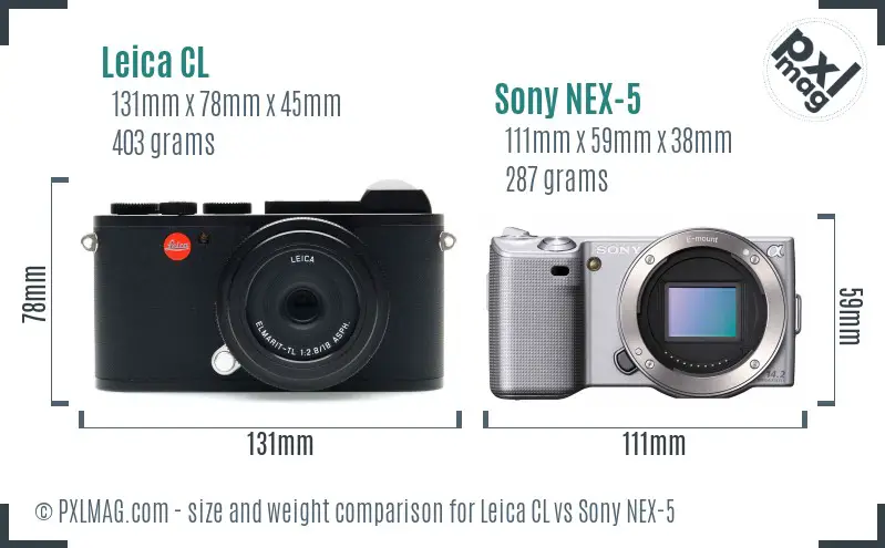 Leica CL vs Sony NEX-5 size comparison