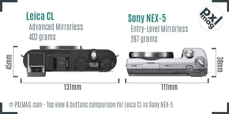 Leica CL vs Sony NEX-5 top view buttons comparison