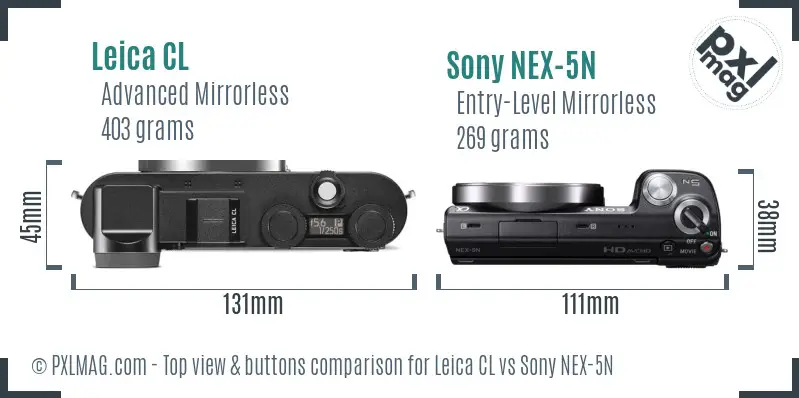 Leica CL vs Sony NEX-5N top view buttons comparison