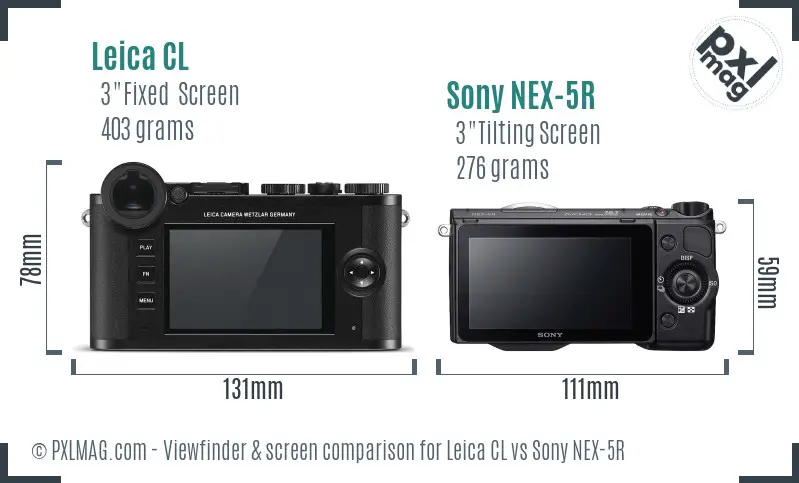 Leica CL vs Sony NEX-5R Screen and Viewfinder comparison