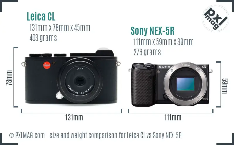 Leica CL vs Sony NEX-5R size comparison