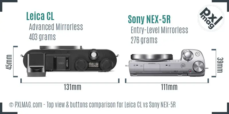 Leica CL vs Sony NEX-5R top view buttons comparison