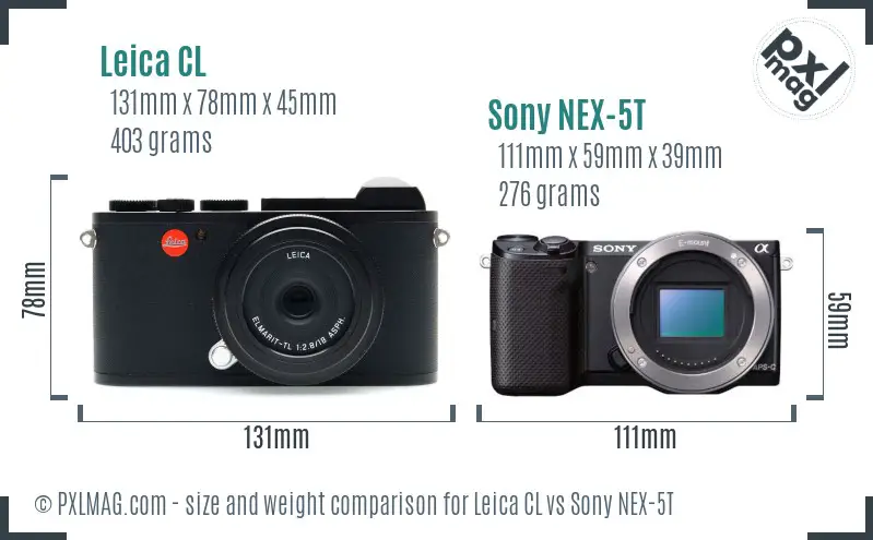 Leica CL vs Sony NEX-5T size comparison