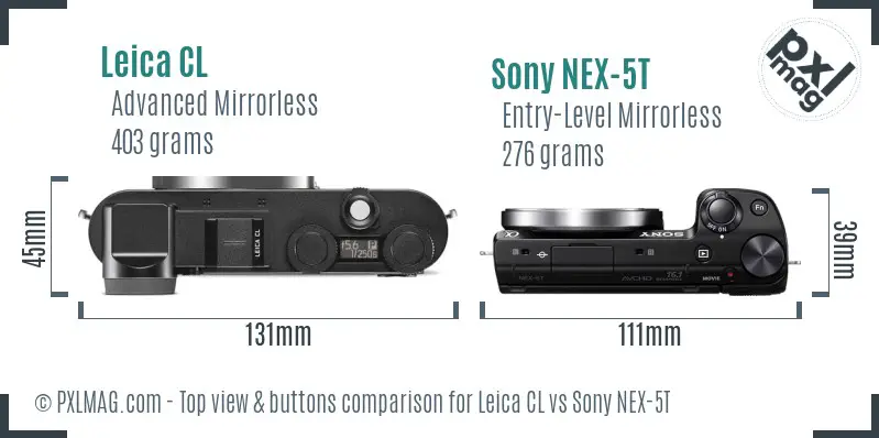 Leica CL vs Sony NEX-5T top view buttons comparison