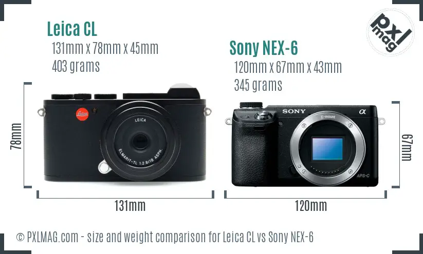 Leica CL vs Sony NEX-6 size comparison