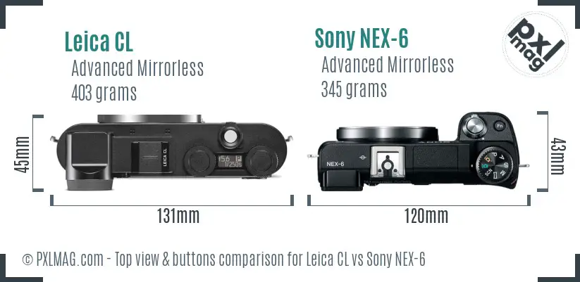 Leica CL vs Sony NEX-6 top view buttons comparison