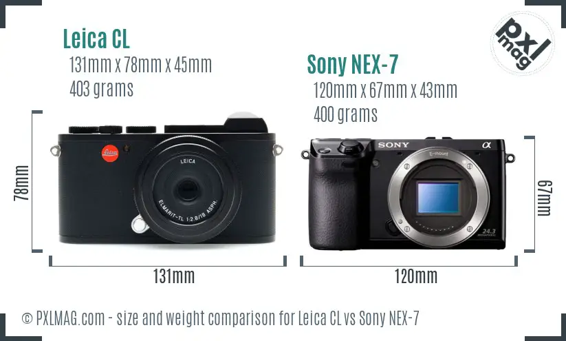 Leica CL vs Sony NEX-7 size comparison