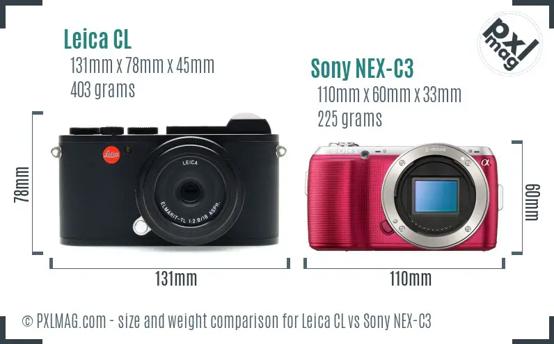 Leica CL vs Sony NEX-C3 size comparison