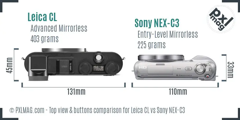 Leica CL vs Sony NEX-C3 top view buttons comparison