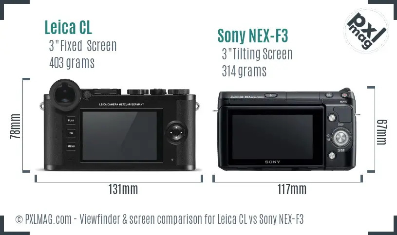 Leica CL vs Sony NEX-F3 Screen and Viewfinder comparison
