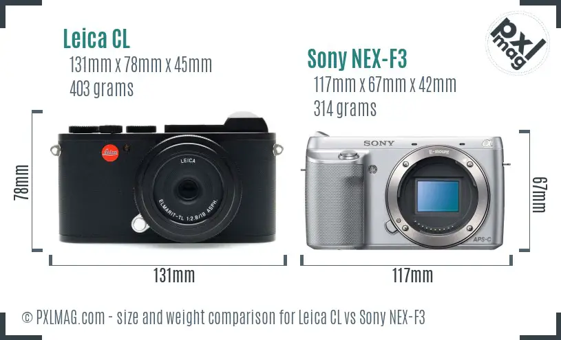 Leica CL vs Sony NEX-F3 size comparison