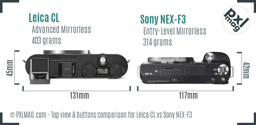 Leica CL vs Sony NEX-F3 top view buttons comparison