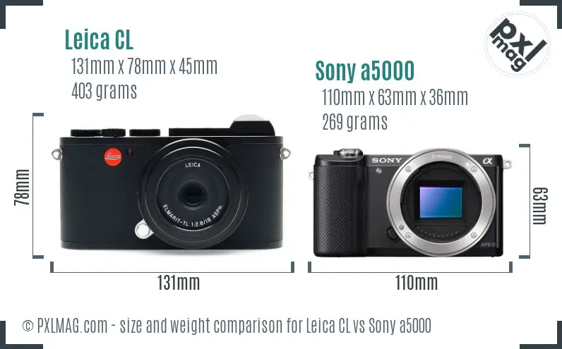 Leica CL vs Sony a5000 size comparison Leica CL vs Sony a5000 size comparison