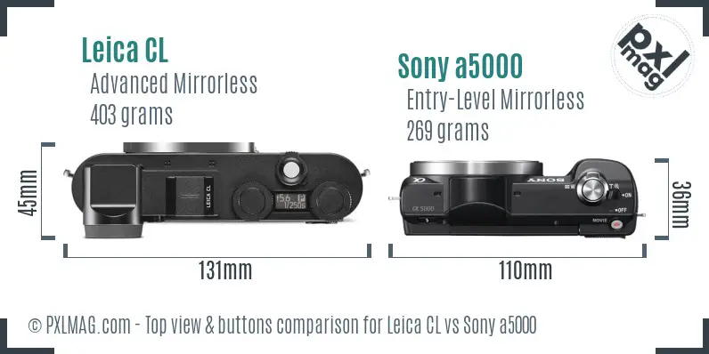 Leica CL vs Sony a5000 top view buttons comparison