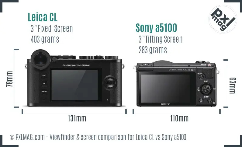 Leica CL vs Sony a5100 Screen and Viewfinder comparison