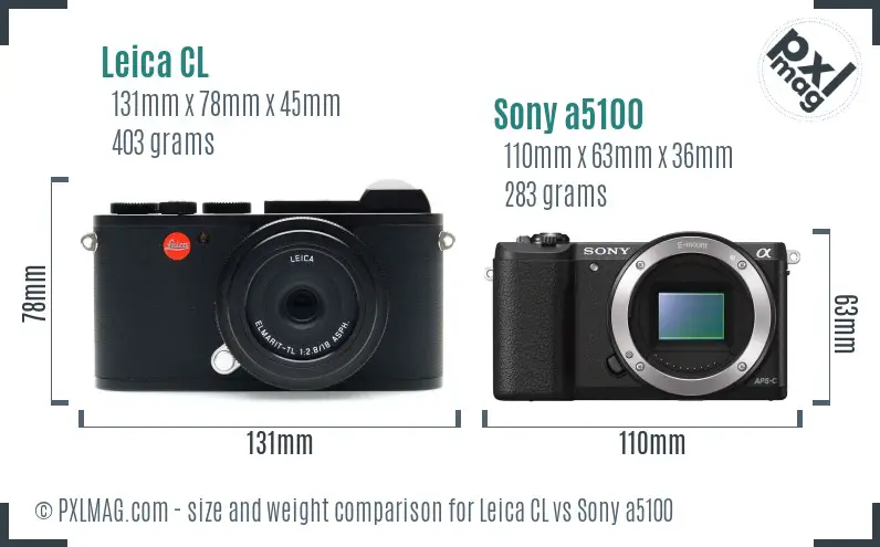 Leica CL vs Sony a5100 size comparison
