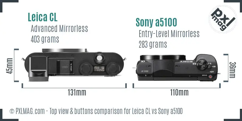 Leica CL vs Sony a5100 top view buttons comparison