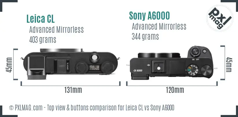 Leica CL vs Sony A6000 top view buttons comparison