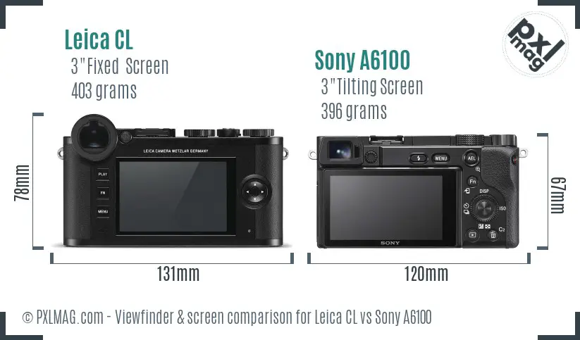 Leica CL vs Sony A6100 Screen and Viewfinder comparison