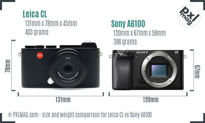 Leica CL vs Sony A6100 size comparison