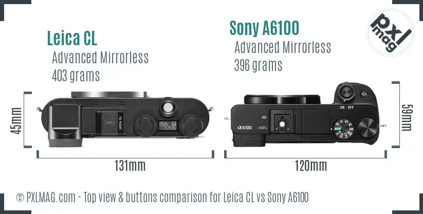 Leica CL vs Sony A6100 top view buttons comparison