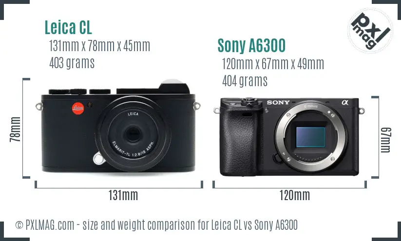 Leica CL vs Sony A6300 size comparison Leica CL vs Sony A6300 size comparison