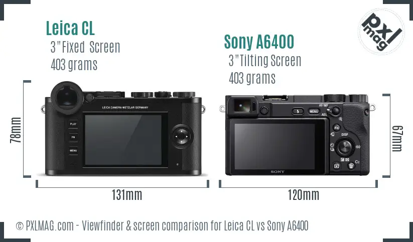 Leica CL vs Sony A6400 Screen and Viewfinder comparison