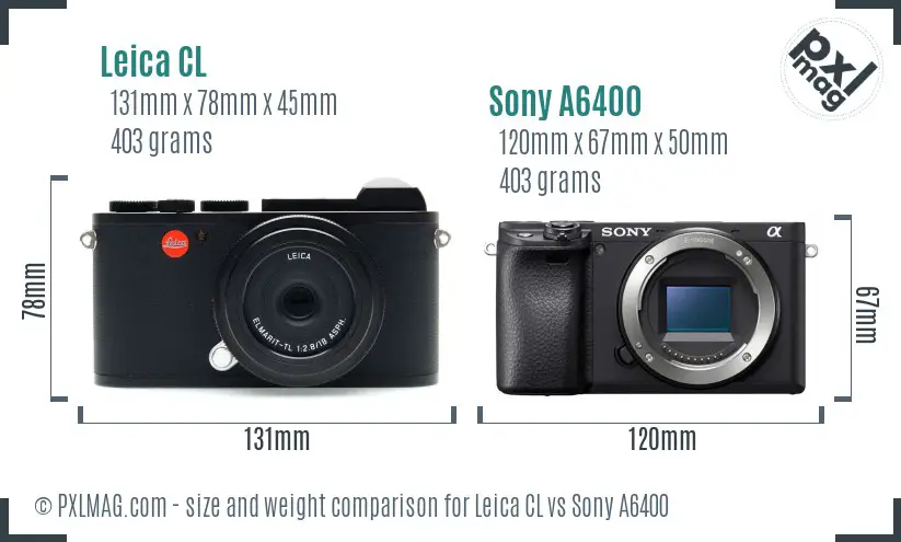 Leica CL vs Sony A6400 size comparison