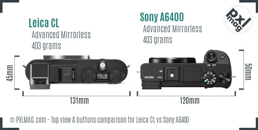 Leica CL vs Sony A6400 top view buttons comparison