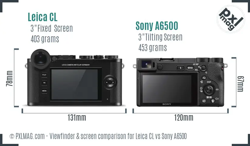 Leica CL vs Sony A6500 Screen and Viewfinder comparison