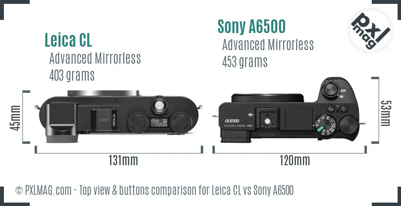 Leica CL vs Sony A6500 top view buttons comparison