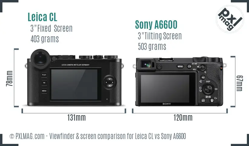 Leica CL vs Sony A6600 Screen and Viewfinder comparison
