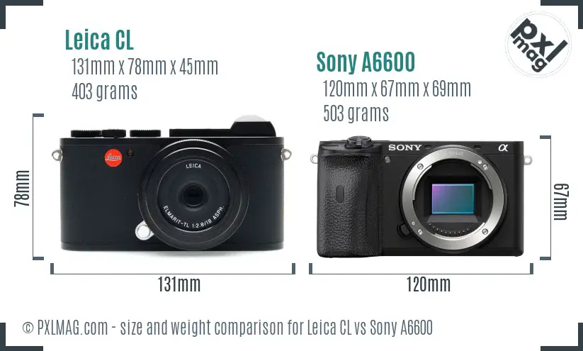 Leica CL vs Sony A6600 size comparison