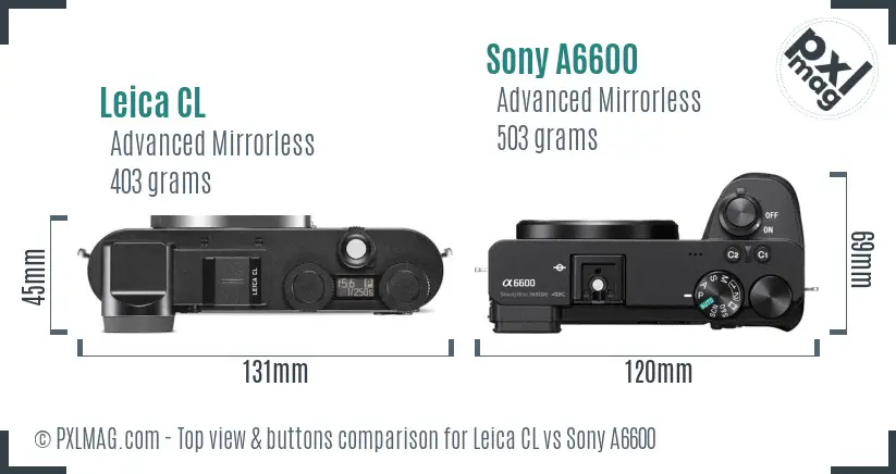 Leica CL vs Sony A6600 top view buttons comparison