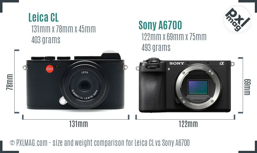 Leica CL vs Sony A6700 size comparison