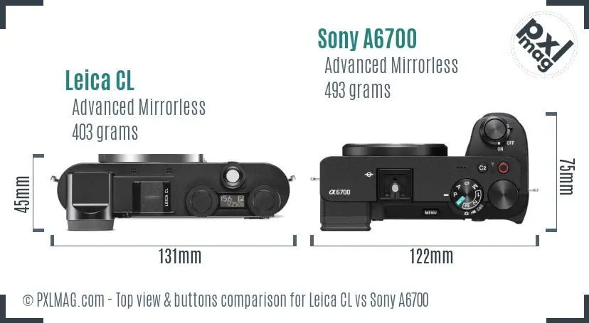 Leica CL vs Sony A6700 top view buttons comparison