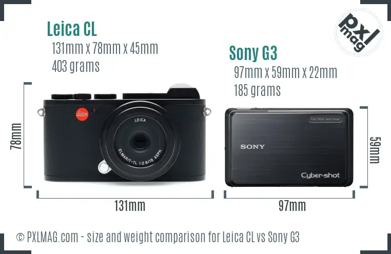 Leica CL vs Sony G3 size comparison