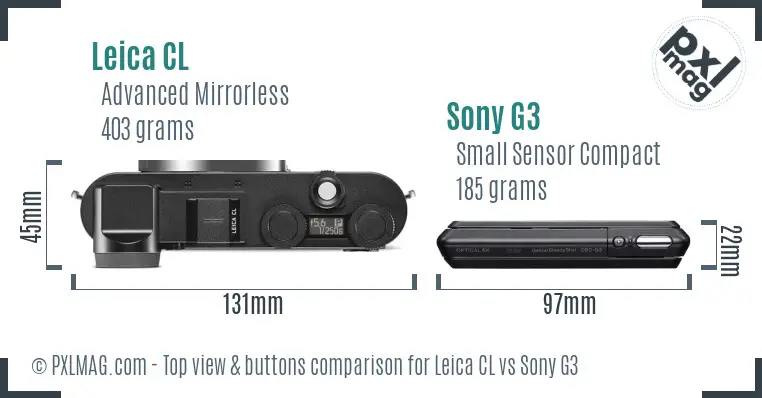 Leica CL vs Sony G3 top view buttons comparison