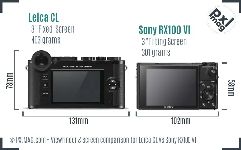 Leica CL vs Sony RX100 VI Screen and Viewfinder comparison Leica CL vs Sony RX100 VI Screen and Viewfinder comparison