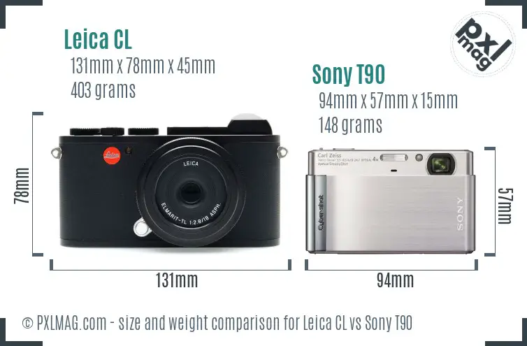 Leica CL vs Sony T90 size comparison