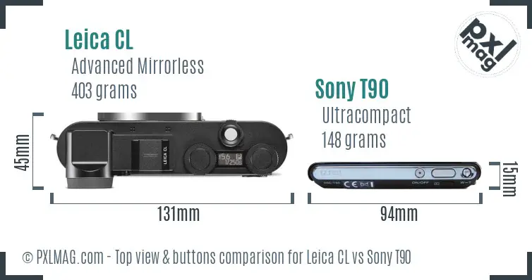 Leica CL vs Sony T90 top view buttons comparison